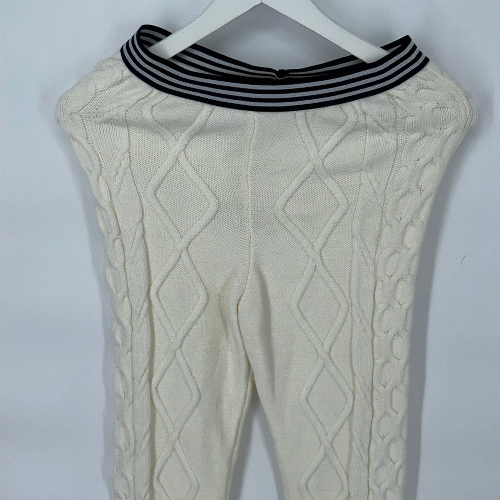 FreePeople Snowfall pants Size XS Cream Knit Flared Pants with Striped Waistband - Picture 4 of 14